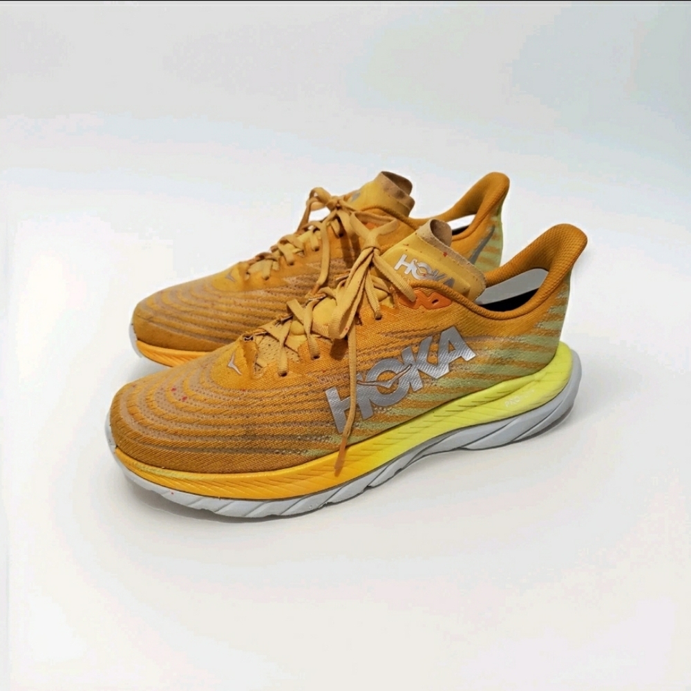 HOKA Mach 5 Men’s 10D Running Shoes Yellow Orange Road Running Sneakers 1127893.